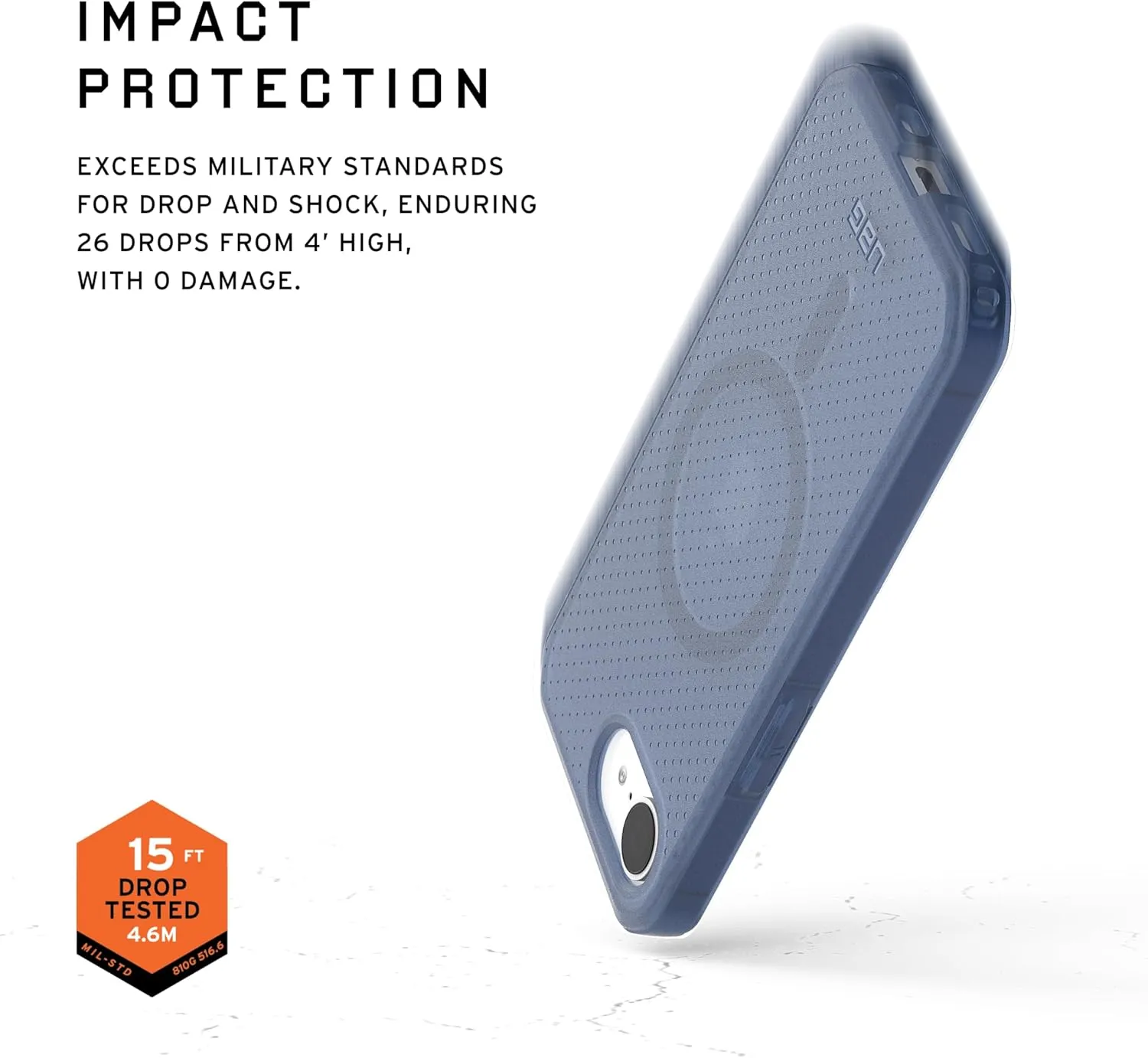 URBAN ARMOR GEAR UAG Designed for iPhone 16e Case Dot - Compatible with MagSafe Rugged Lightweight Textured Clear Military Grade Drop Proof Protective Cover, Cloud Blue