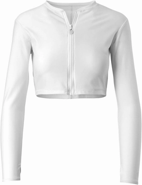 UV SKINZ Active Zip Up Rash Guard for Women - Quick-Dry Cropped Long Sleeve Zip Front Swim Jacket with UPF 50  Sun Protection