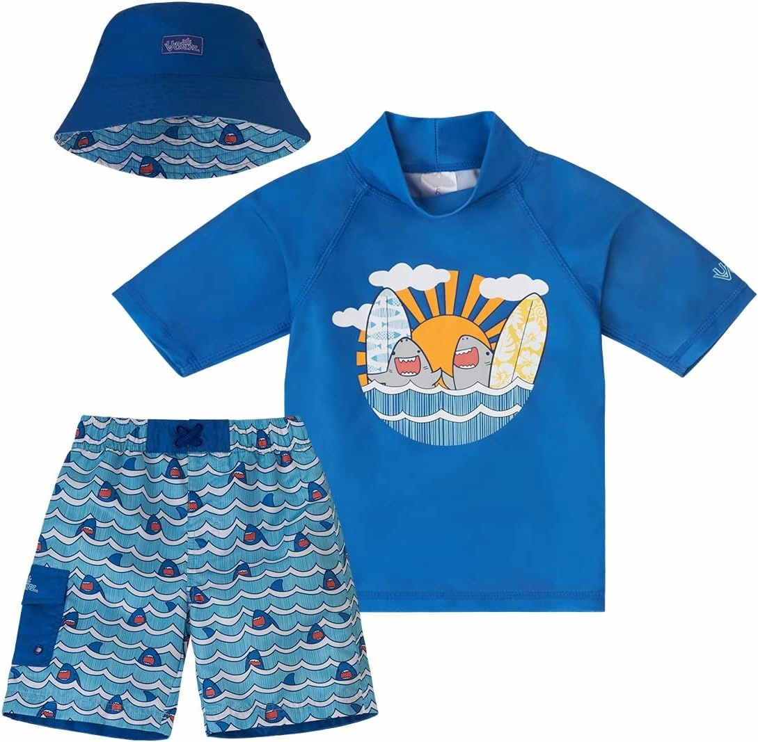 UV SKINZ Boys 3 Piece Sun and Swim Set with UPF 50  Sun Protection – Boys Swimsuit, Toddler Swim Suits
