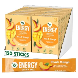 V8 Energy Peach Mango Energy Drink Powder, .10 oz Packet (120 Count)