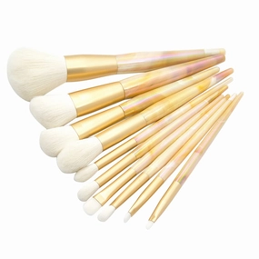 Vaguelly 10 Pcs Marble Pattern Makeup Brush for Professional Cosmetic Application Durable Easy to Clean Comfortable Grip for Foundation Blush Eyeshadow and More