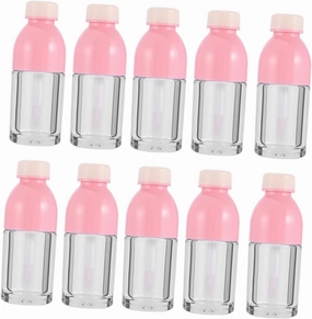 Vaguelly 1Bag Small Transparent Lip Gloss Bottles Refillable Empty Lip Gloss Tubes for Women for Travel Pink Color Lightweight Durable Design for