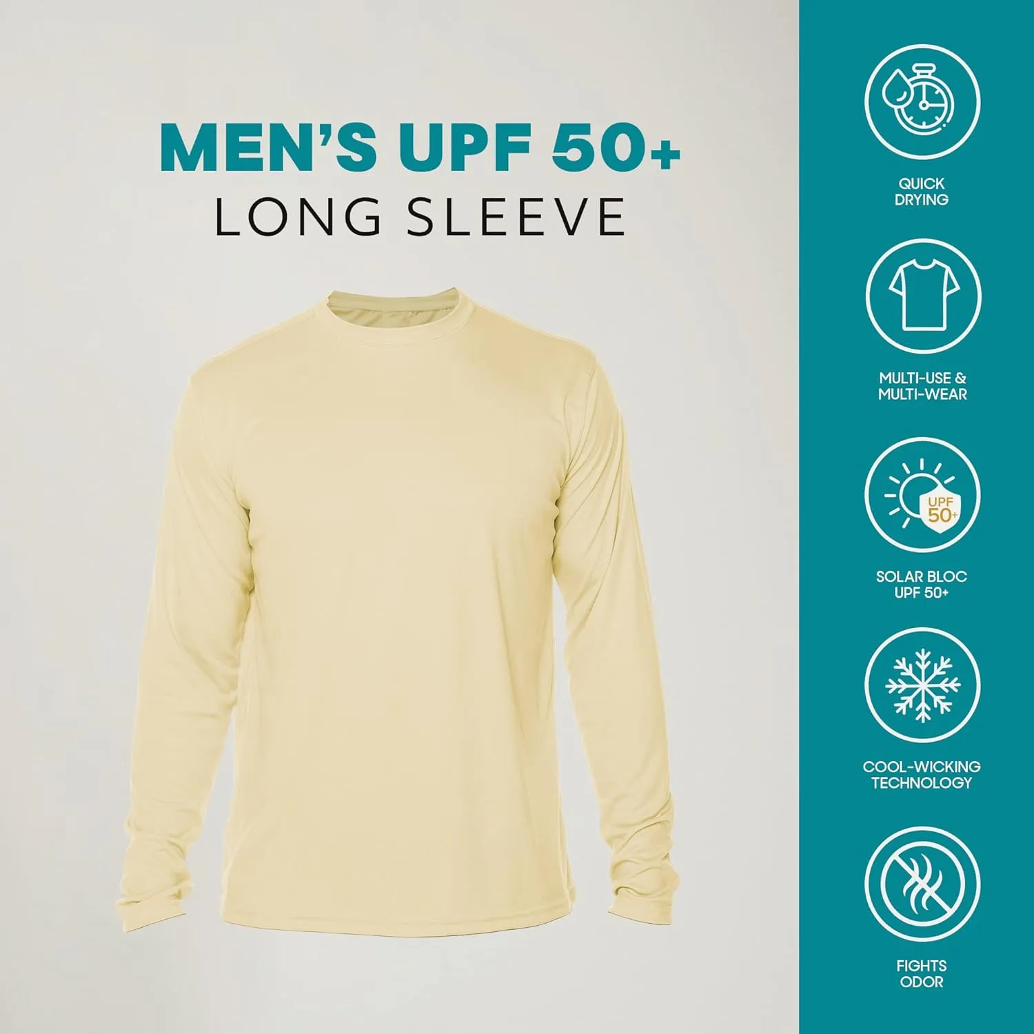 Vapor Apparel Men's Outdoor UPF 50  Long Sleeve T-Shirt, UV Sun Protection for Fishing, Running, Hiking, Swimming