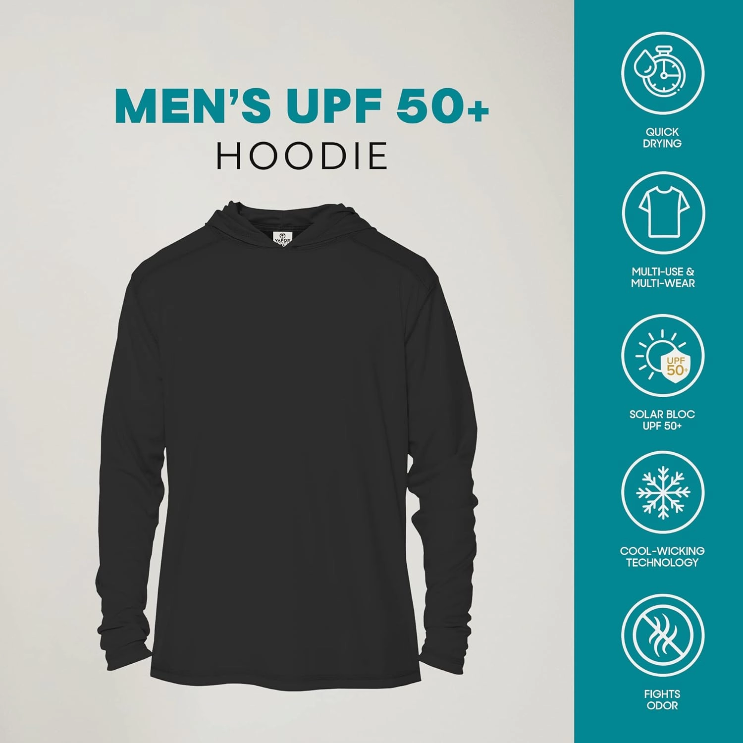 Vapor Apparel Men’s UPF 50  UV Sun Protection Long Sleeve Performance Hoodie for Sports and Outdoor Lifestyle