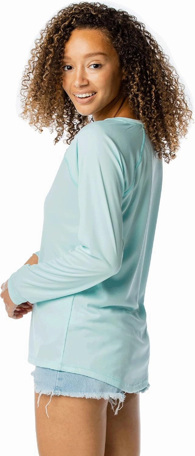 Vapor Apparel Women's V-Neck UPF 50  Sun Protection Outdoor Performance Long Sleeve T-Shirt