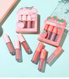 Velvet D6007 Waterproof 3Pcs Strawberry Satisfied Lipgloss Dragon Set Matte - Lipstick Big savings Ranee Fruit A