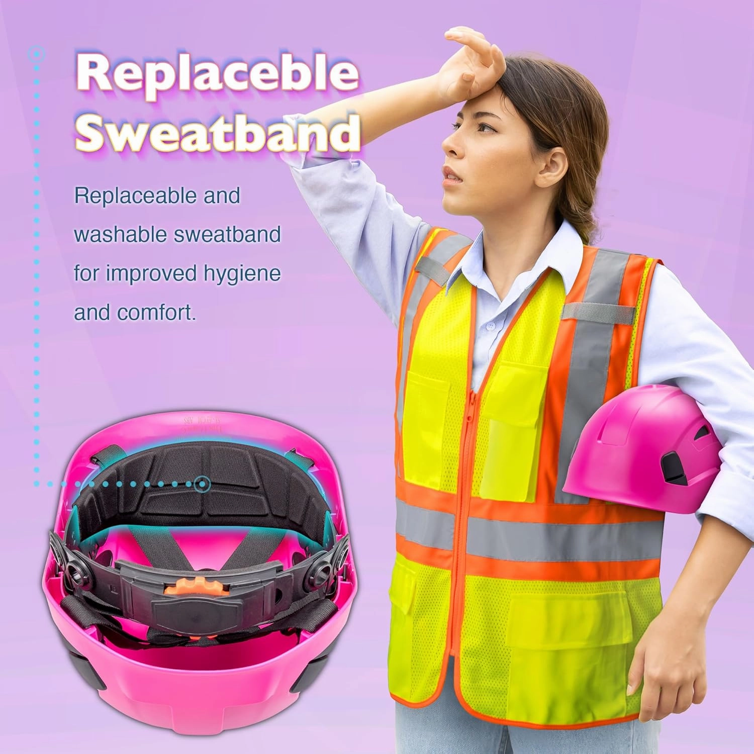 Vented Hard Safety Helmet, ABS Work Helmet with Adjustable 6-Point Suspension, ANSI Z89.1 Certified for Construction, Climbing, and Industrial Use