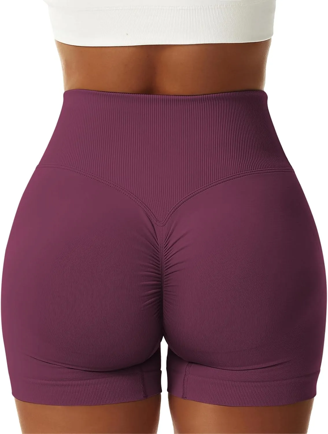 Vertvie 2 Pack Workout Gym Shorts for Women High Waisted Booty V Cross Biker Shorts Scrunch Butt Athletic Yoga Shorts