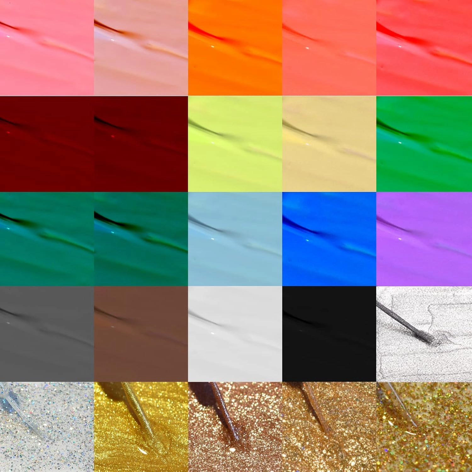 VidaRosa 25 Colors Gel Nail Liner Polish UV LED Painting Gel Polish for 3D Nail Art DIY Nail Design Nail Line Drawing Paintbrush Pen, Nail Painting Polish for Manicure Salon, 10ML