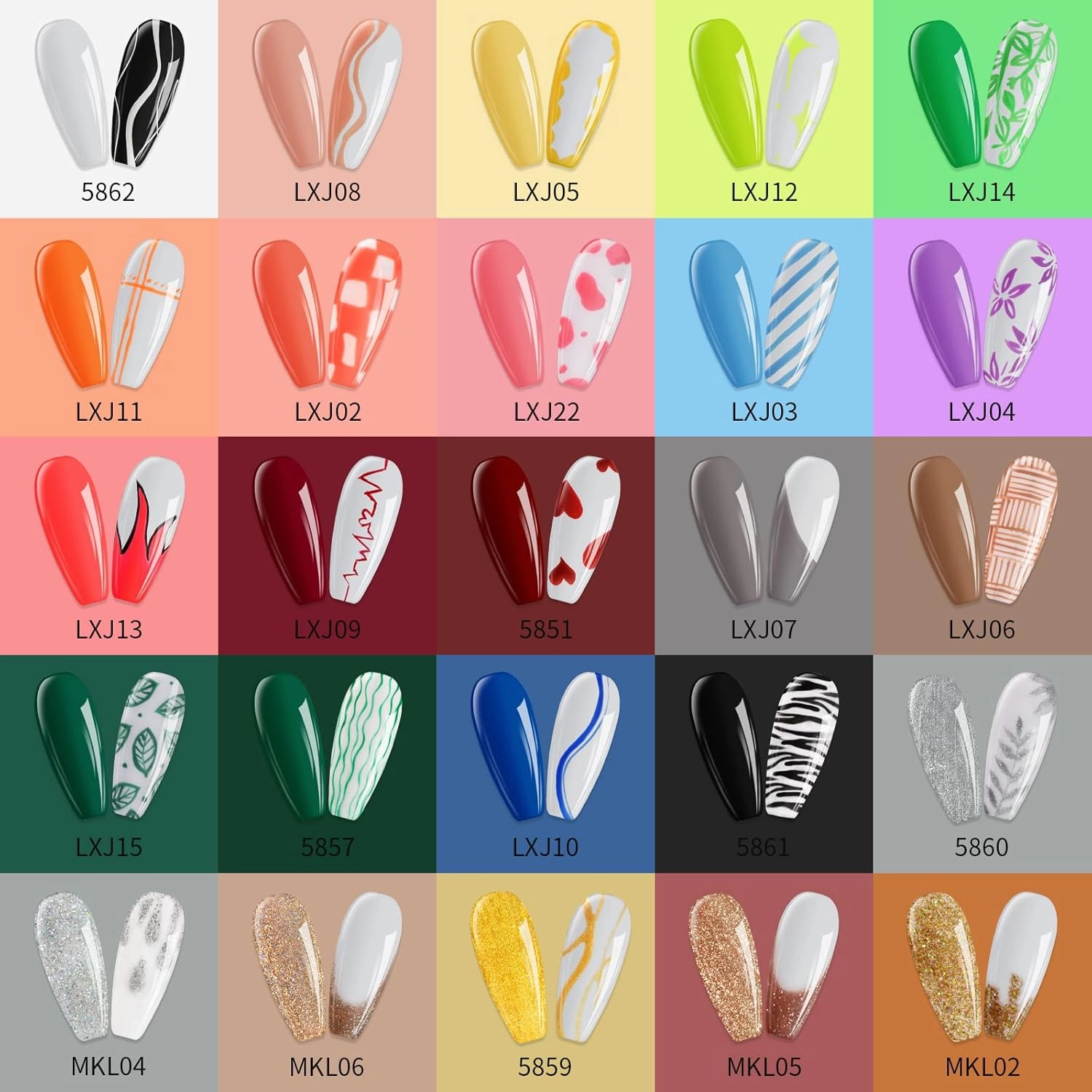 VidaRosa 25 Colors Gel Nail Liner Polish UV LED Painting Gel Polish for 3D Nail Art DIY Nail Design Nail Line Drawing Paintbrush Pen, Nail Painting Polish for Manicure Salon, 10ML