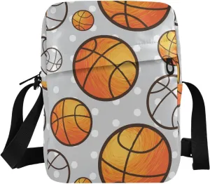 VIGTRO Small Messenger Bag Purse, Cute Orange Basketball Mini Crossbody Bag with Adjustable Strap for Women Men, Sport Small Shoulder Bag for Travel Outdoor Sports