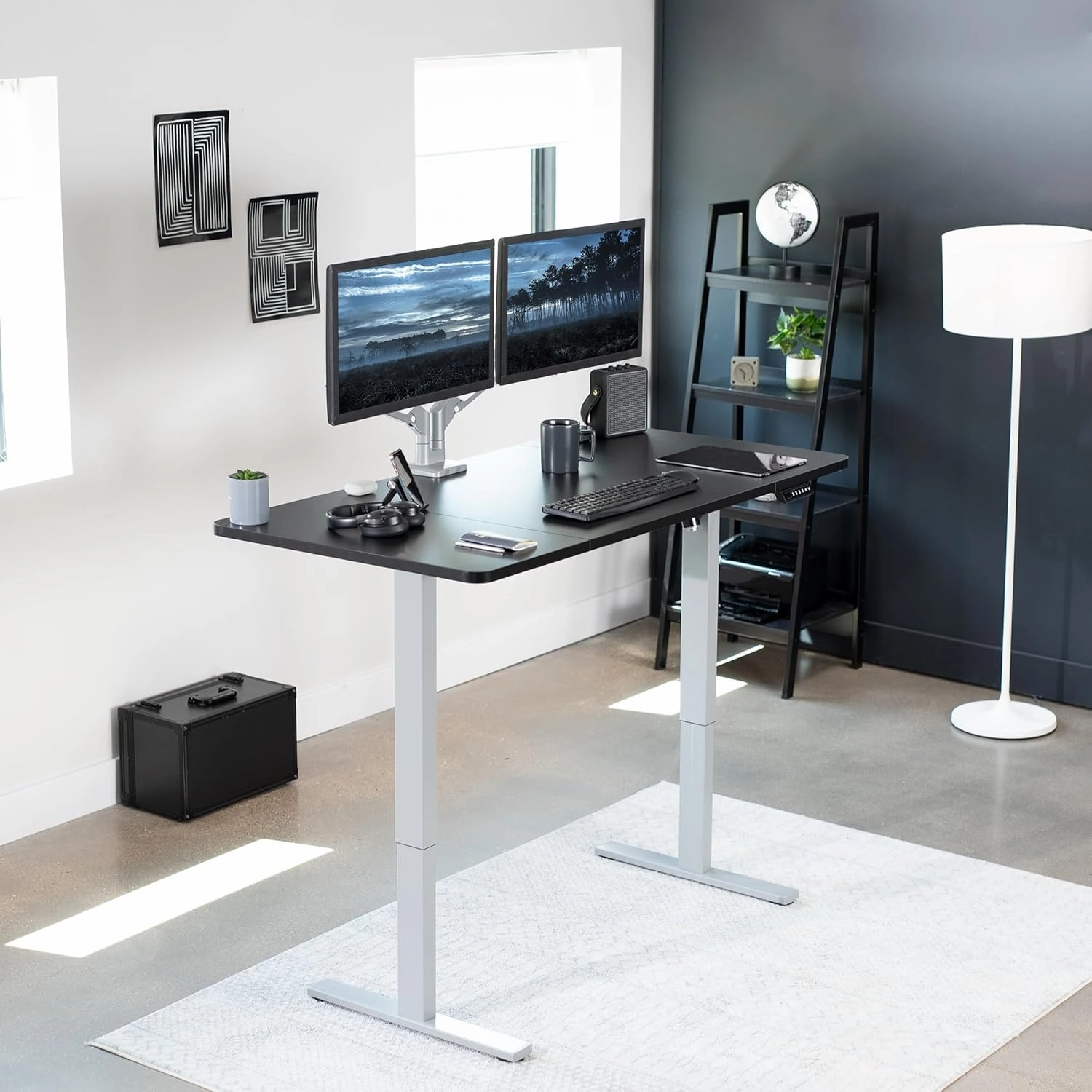 VIVO Electric 60 x 30 in Standing Desk, Memory Height Adjustment, 1B Series, Black Top Gray Frame, DESK-KIT-1G6B-30