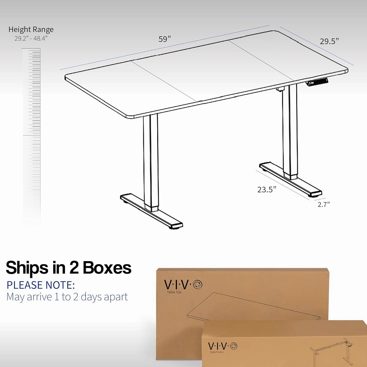 VIVO Electric 60 x 30 in Standing Desk, Memory Height Adjustment, 1B Series, Black Top Gray Frame, DESK-KIT-1G6B-30