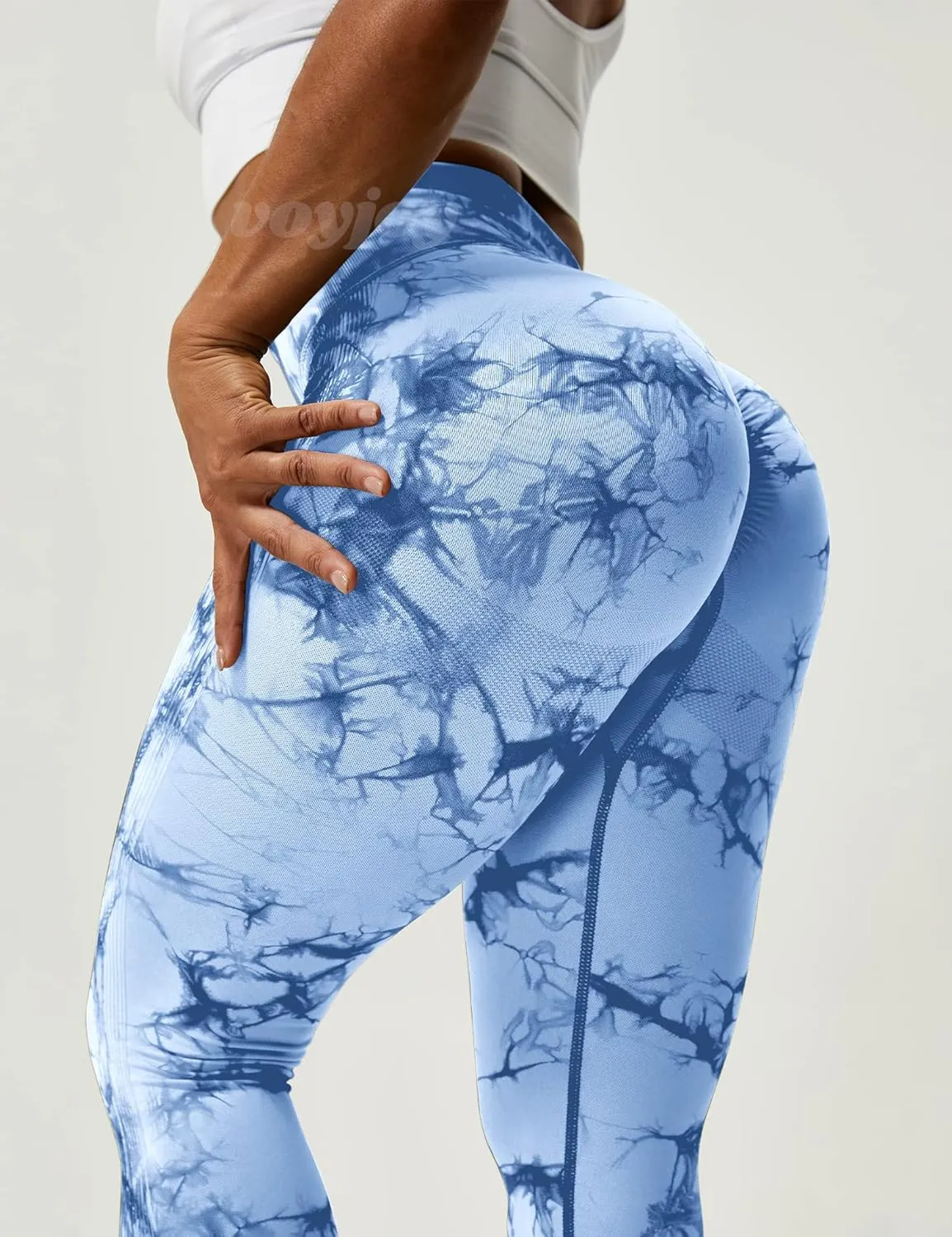 VOYJOY Seamless Leggings for Women High Waist Yoga Pants Scrunch Butt Lifting Elastic Tights