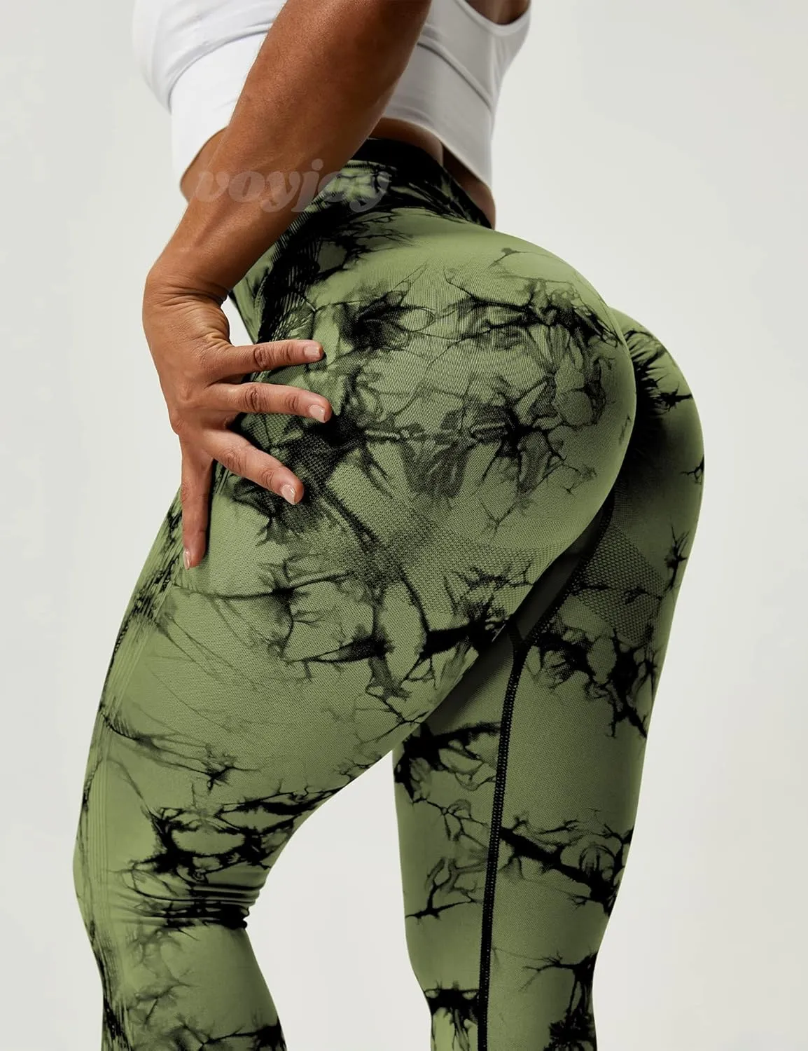 VOYJOY Seamless Leggings for Women High Waist Yoga Pants Scrunch Butt Lifting Elastic Tights