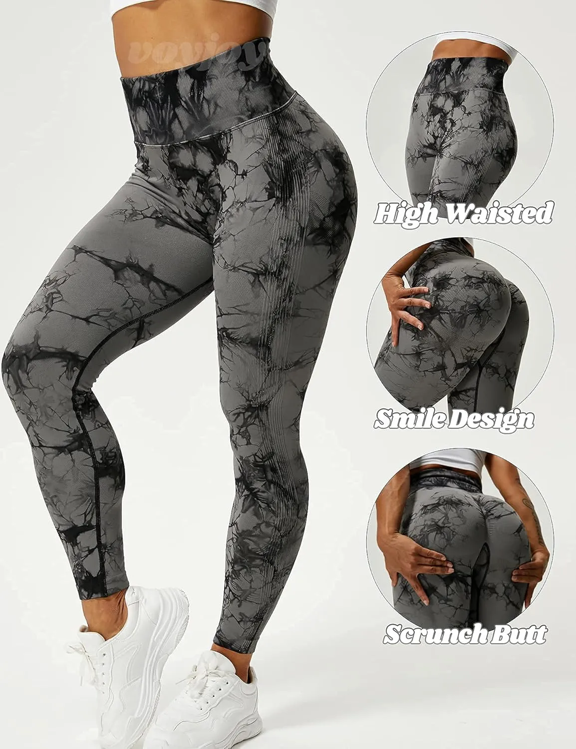 VOYJOY Seamless Leggings for Women High Waist Yoga Pants Scrunch Butt Lifting Elastic Tights