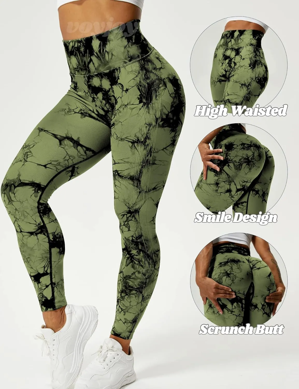 VOYJOY Seamless Leggings for Women High Waist Yoga Pants Scrunch Butt Lifting Elastic Tights