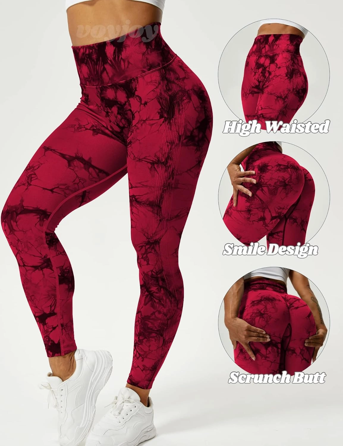 VOYJOY Seamless Leggings for Women High Waist Yoga Pants Scrunch Butt Lifting Elastic Tights