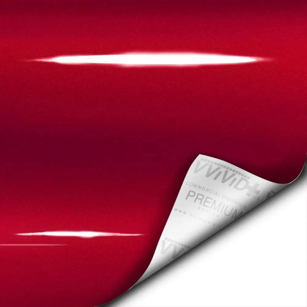 VViViD  Ultra Gloss Metallic Candy Red Vinyl Car Wrap Premium Paint Replacement Film Roll with Nano Air Release Technology (10ft x 5ft)