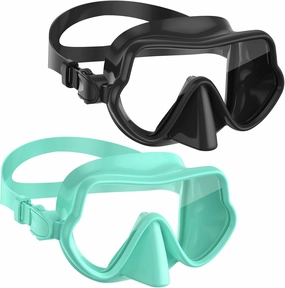 W WSTOO Full Silicone Swim Goggles with Nose Cover, Panoramic Anti-Glare Tempered Glass Snorkeli Mask, Anti-Fog and Leak Proof, Swim and Snorkel Gear for Adult