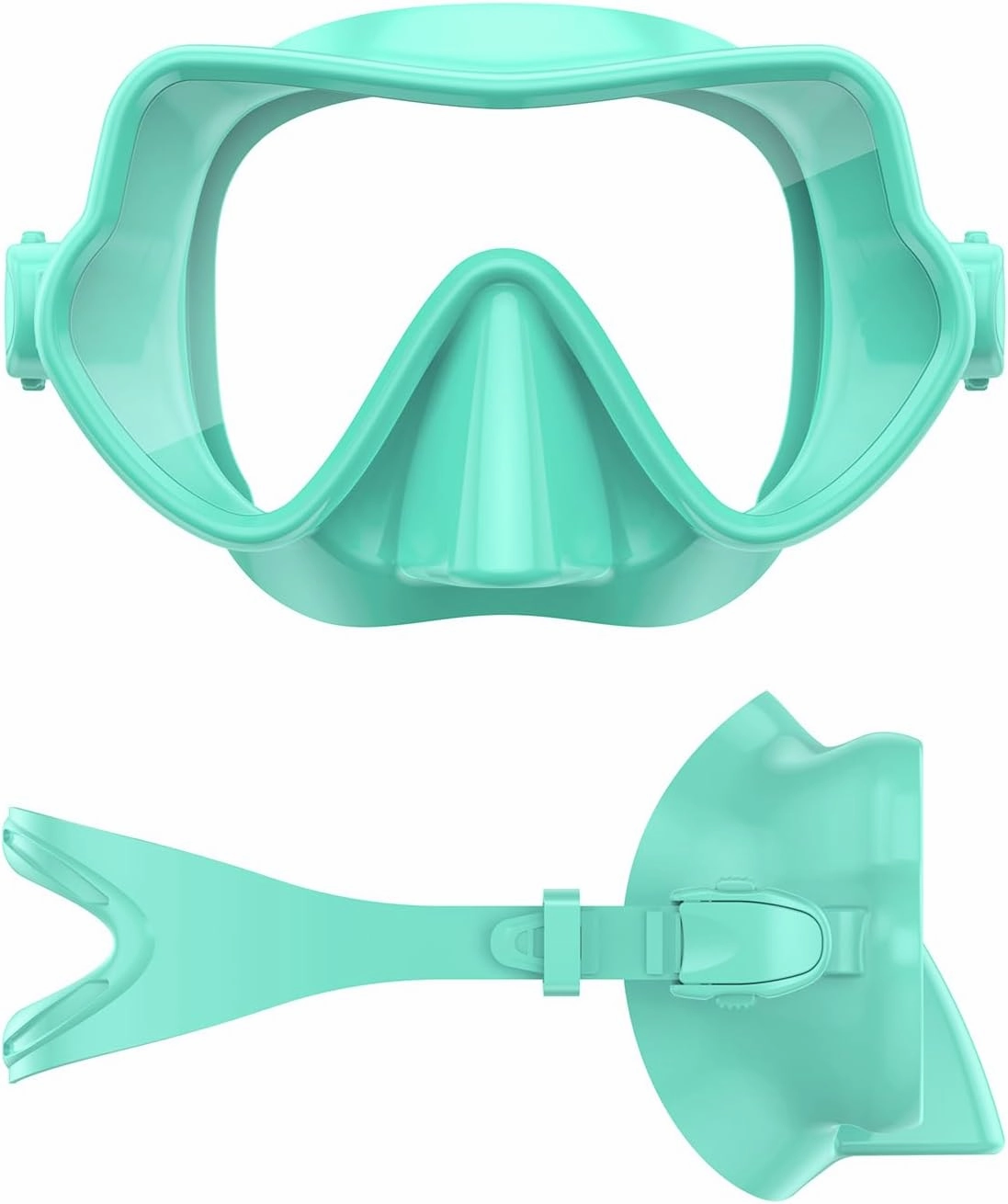 W WSTOO Full Silicone Swim Goggles with Nose Cover, Panoramic Anti-Glare Tempered Glass Snorkeli Mask, Anti-Fog and Leak Proof, Swim and Snorkel Gear for Adult