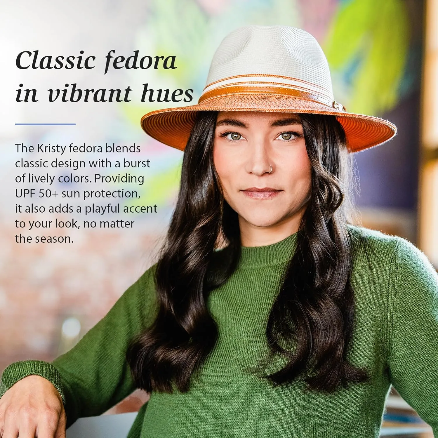 Wallaroo Hat Company Women’s Kristy Fedora – UPF 50 , UV Sun Protection, Sun Hat, Packable Design, Adjustable, Medium Size