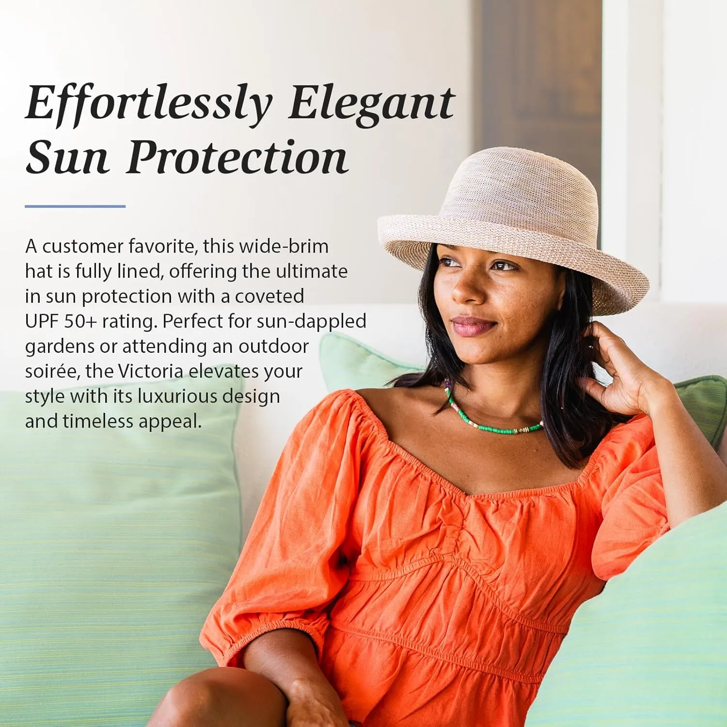 Wallaroo Hat Company Women’s Victoria Sun Hat – UPF 50  UV Protection, Wide Brim, Medium Size, Packable & Adjustable Sun Hat