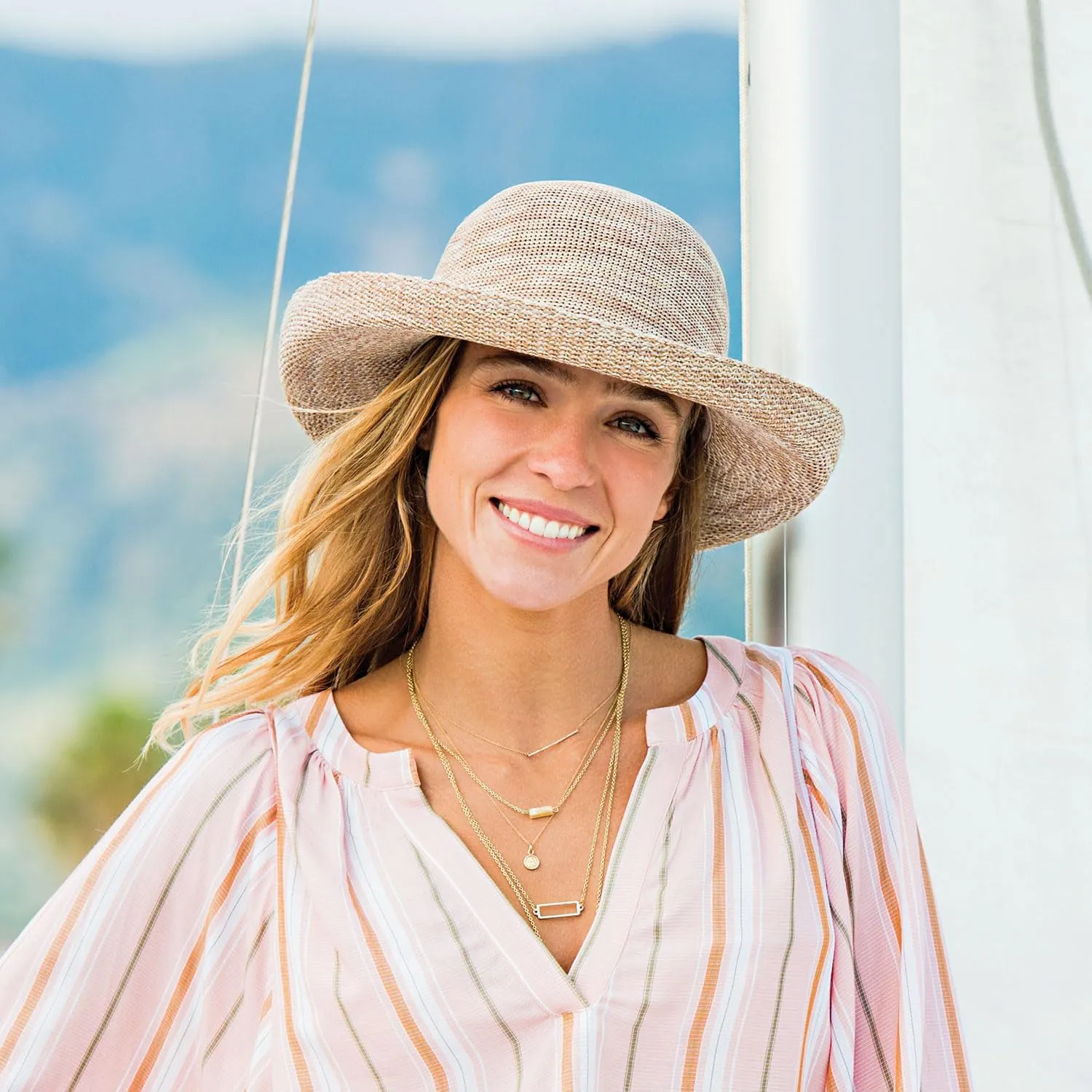 Wallaroo Hat Company Women’s Victoria Sun Hat – UPF 50  UV Protection, Wide Brim, Medium Size, Packable & Adjustable Sun Hat