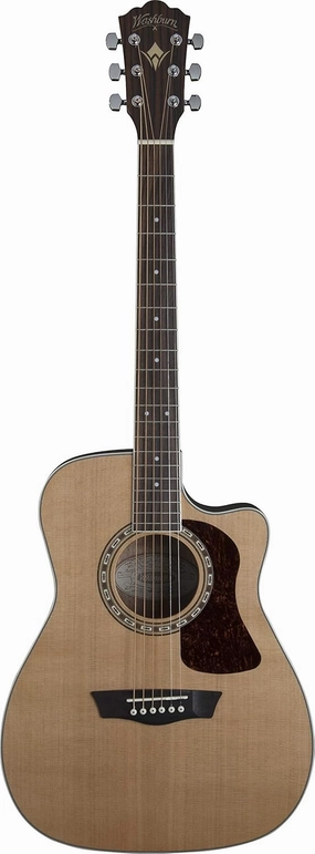 Washburn Heritage 10 Series 6 String Acoustic-Electric Guitar, Right, Natural Gloss (HF11SCE-O)