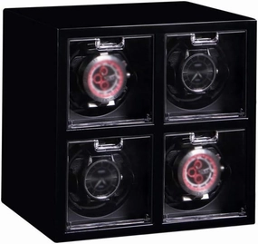 Watch Watch Winder Box 4, Independently Controlled Settings, 4 Rotation Modes, Wood Shell Piano Paint Exterior Watches,Red