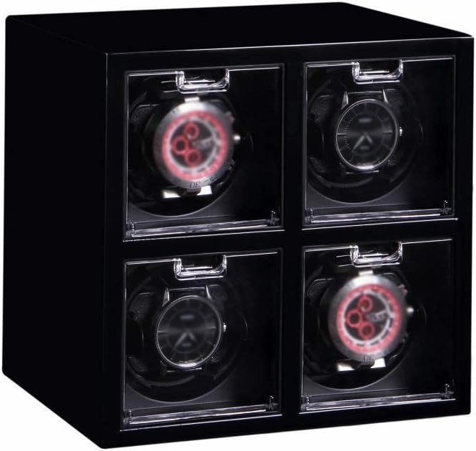 Watch Watch Winder Box 4, Independently Controlled Settings, 4 Rotation Modes, Wood Shell Piano Paint Exterior Watches,Red