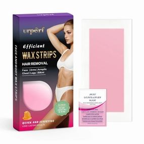 Wax Strips Hair Removal for Body Bikini & Brazilian Waxing Strips 72 Count with 12 Calming Oil Wipes Ready to Use Wax Strips for Men and Women - Red Strips