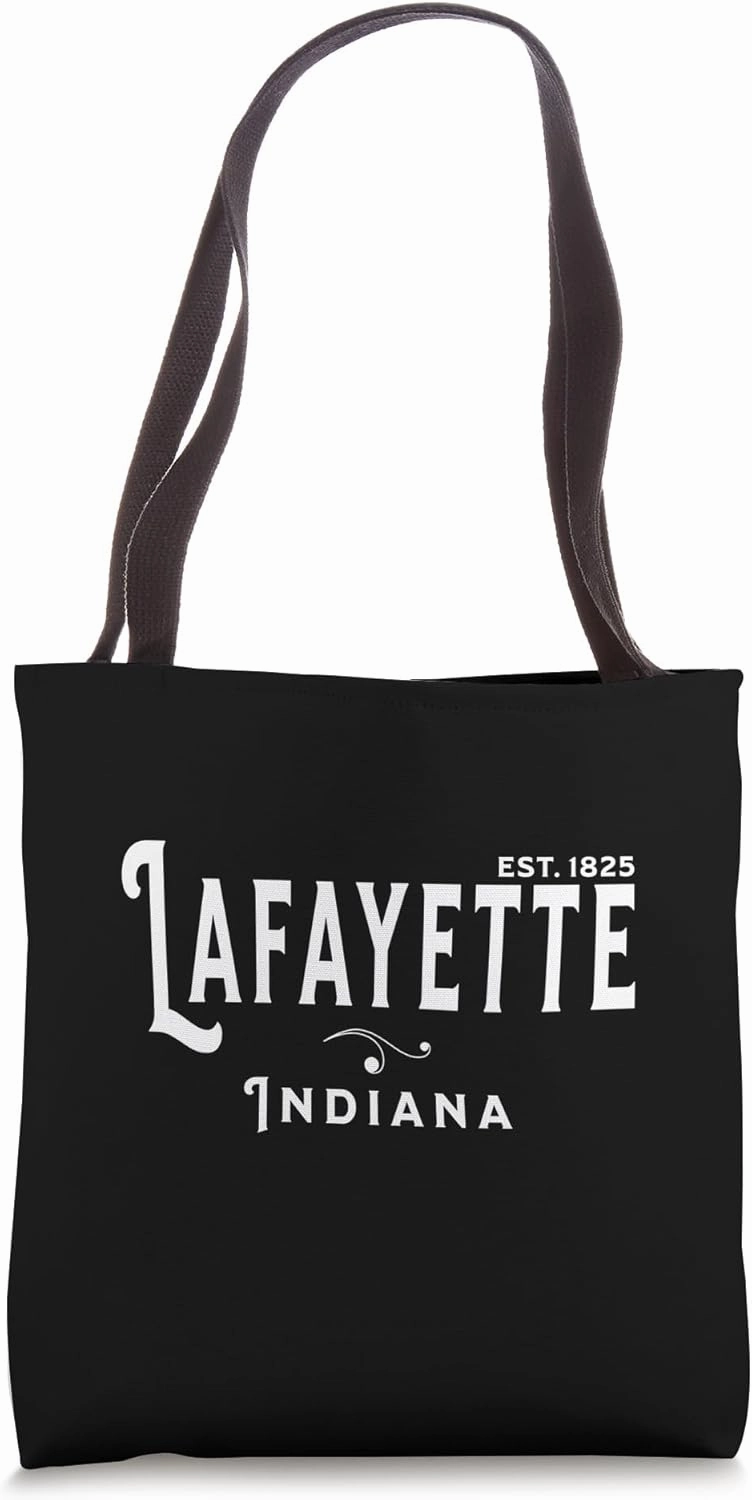 White Text USA Vintage Souvenir Visit Lafayette Indiana Tote Bag
