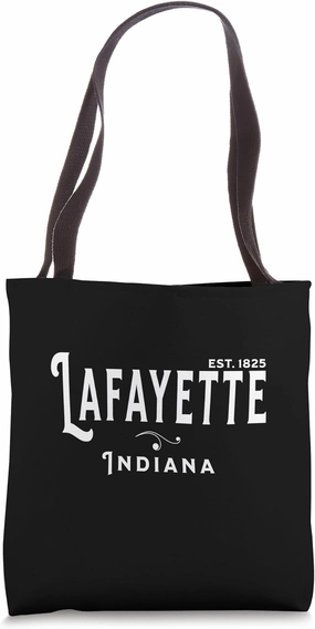 White Text USA Vintage Souvenir Visit Lafayette Indiana Tote Bag
