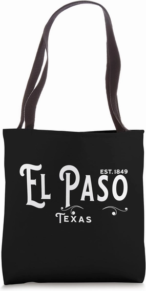White Text Vintage Souvenir Visit El Paso Texas Tote Bag