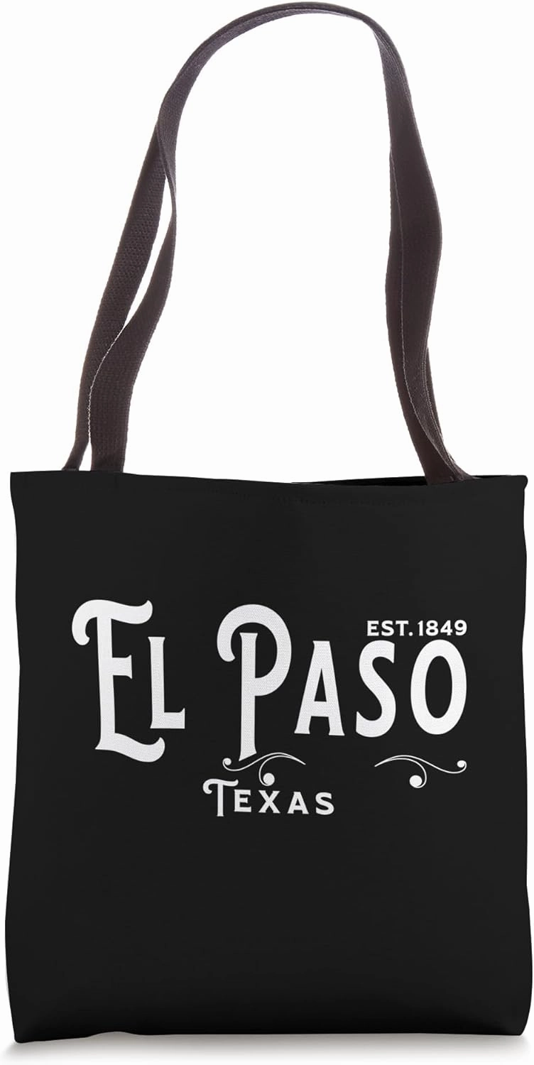 White Text Vintage Souvenir Visit El Paso Texas Tote Bag