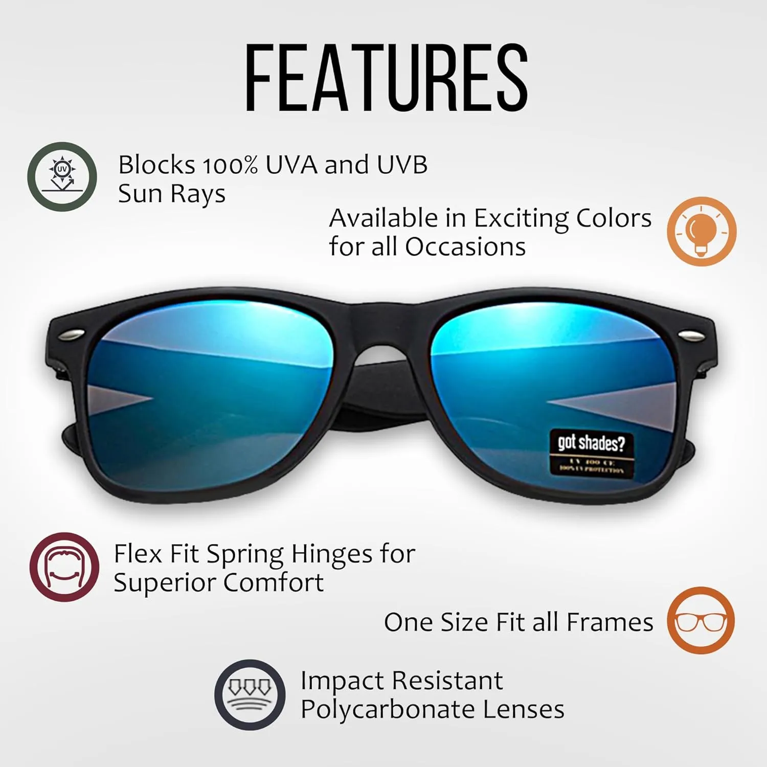 Wholesale Unisex 80's Retro Classic Sunglasses - 100% UV Protection Bulk Sunglasses for Adults & Teens - Pack of 4