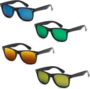 Wholesale Unisex 80's Retro Classic Sunglasses - 100% UV Protection Bulk Sunglasses for Adults & Teens - Pack of 4