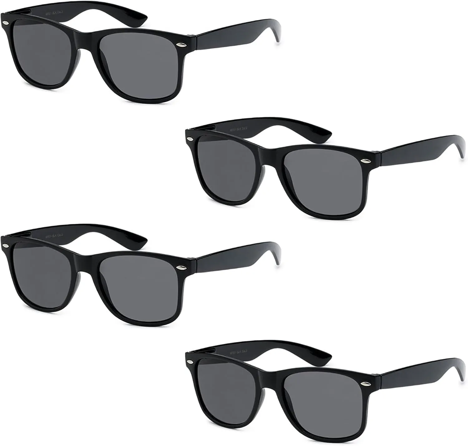 Wholesale Unisex 80's Retro Classic Sunglasses - 100% UV Protection Bulk Sunglasses for Adults & Teens - Pack of 4