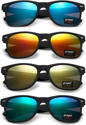 Wholesale Unisex 80's Retro Classic Sunglasses - 100% UV Protection Bulk Sunglasses for Adults & Teens - Pack of 4