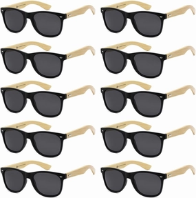 Wholesale Bamboo Sunglasses Retro 80's Wood Sunglasses Men-Cool Sunglasses for Men & Women-10 Pack