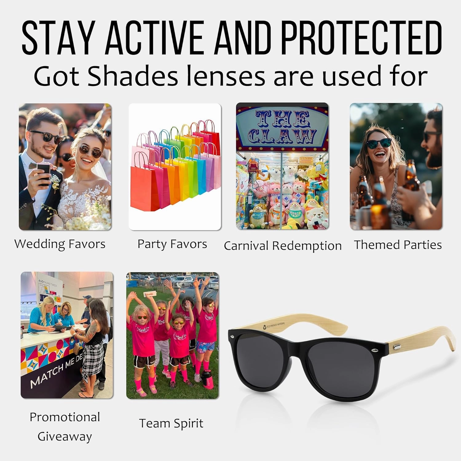 Wholesale Bamboo Sunglasses Retro 80's Wood Sunglasses Men-Cool Sunglasses for Men & Women-10 Pack