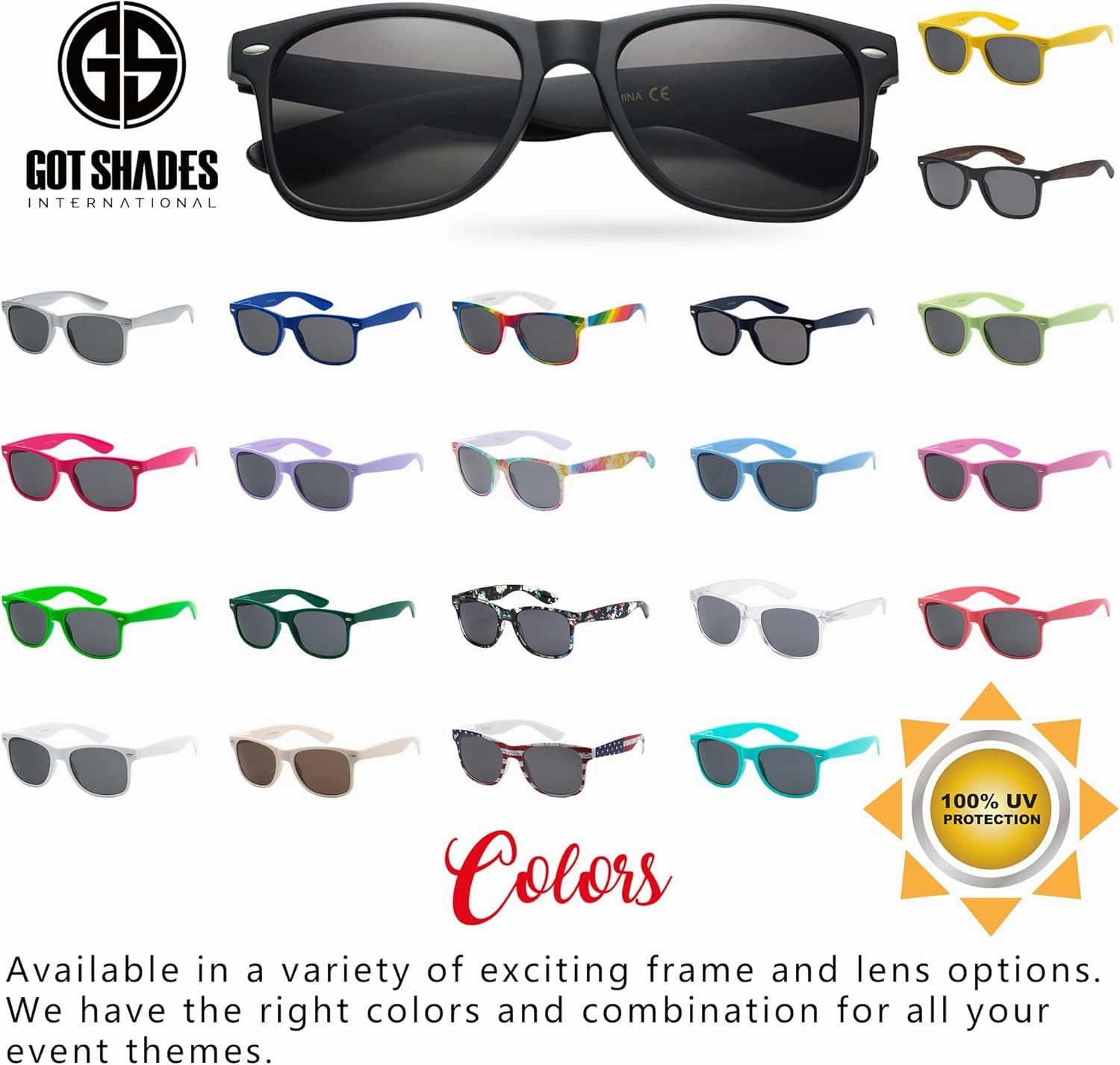 Wholesale Bulk Unisex 80's Retro 100% UV Sunglasses for Adults - 10 Pack - w/Flex Hinges