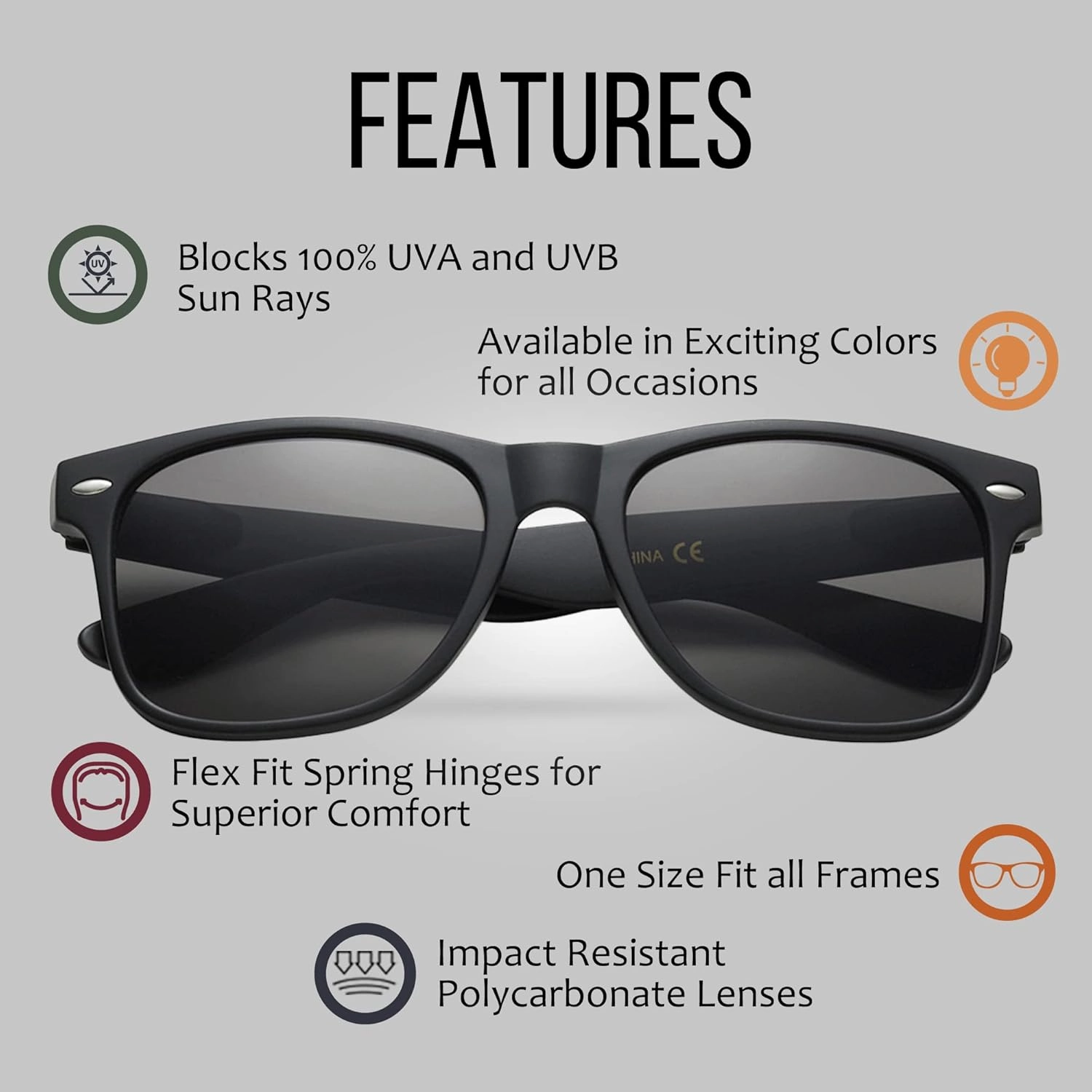 Wholesale Bulk Unisex 80's Retro 100% UV Sunglasses for Adults - 10 Pack - w/Flex Hinges