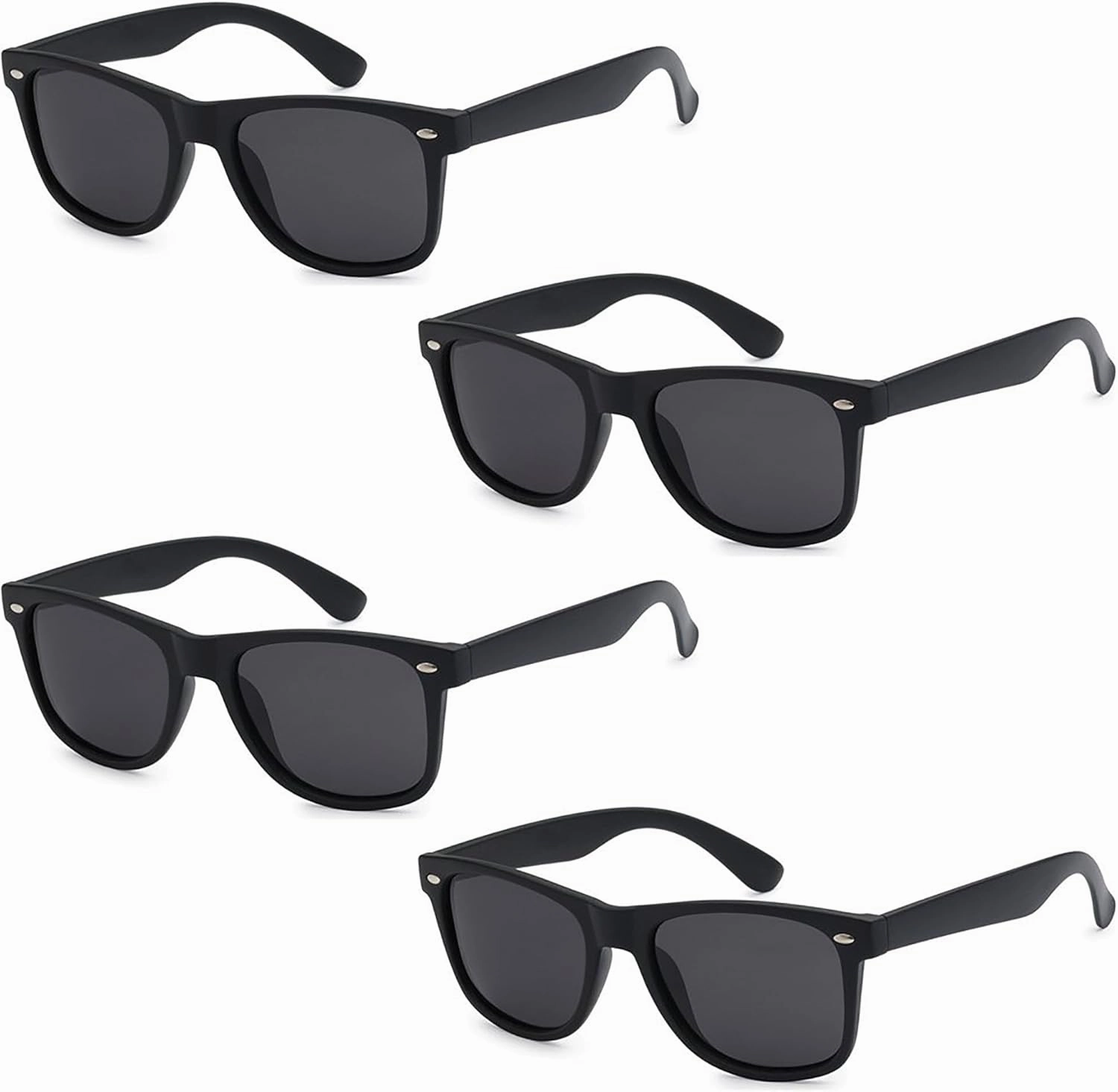 Wholesale Unisex 80's Retro Classic Sunglasses - 100% UV Protection Bulk Sunglasses for Adults & Teens - Pack of 4