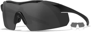 Wiley X Vapor Tactical Ballistic Shooting Sunglasses Matte Black Frame with Smoke Grey and Clear Lens Shields