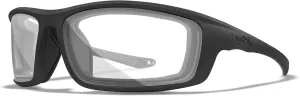 Wiley X WX Grid Sunglasses, Safety Glasses for Men and Women, UV Eye Protection for Shooting, Fishing, Biking, and Extreme Sports, Matte Black Frames, Clear Lenses