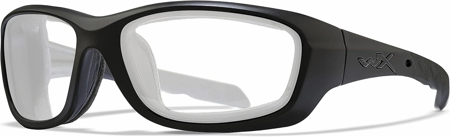 Wiley X WX Gravity Sunglasses, ANSI Z87 Safety Glasses for Men and Women, UV Eye Protection for Shooting, Fishing, Biking, and Extreme Sports, Black Frames, Clear Lenses