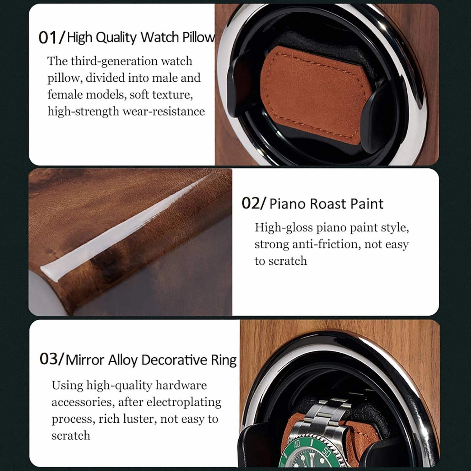 Winding Box Watch Winders - Mini Single Watch Shaker Color Watch Storage Box Automatic Mechanical Watch Winding Box Dual，Carbon Fiber Black