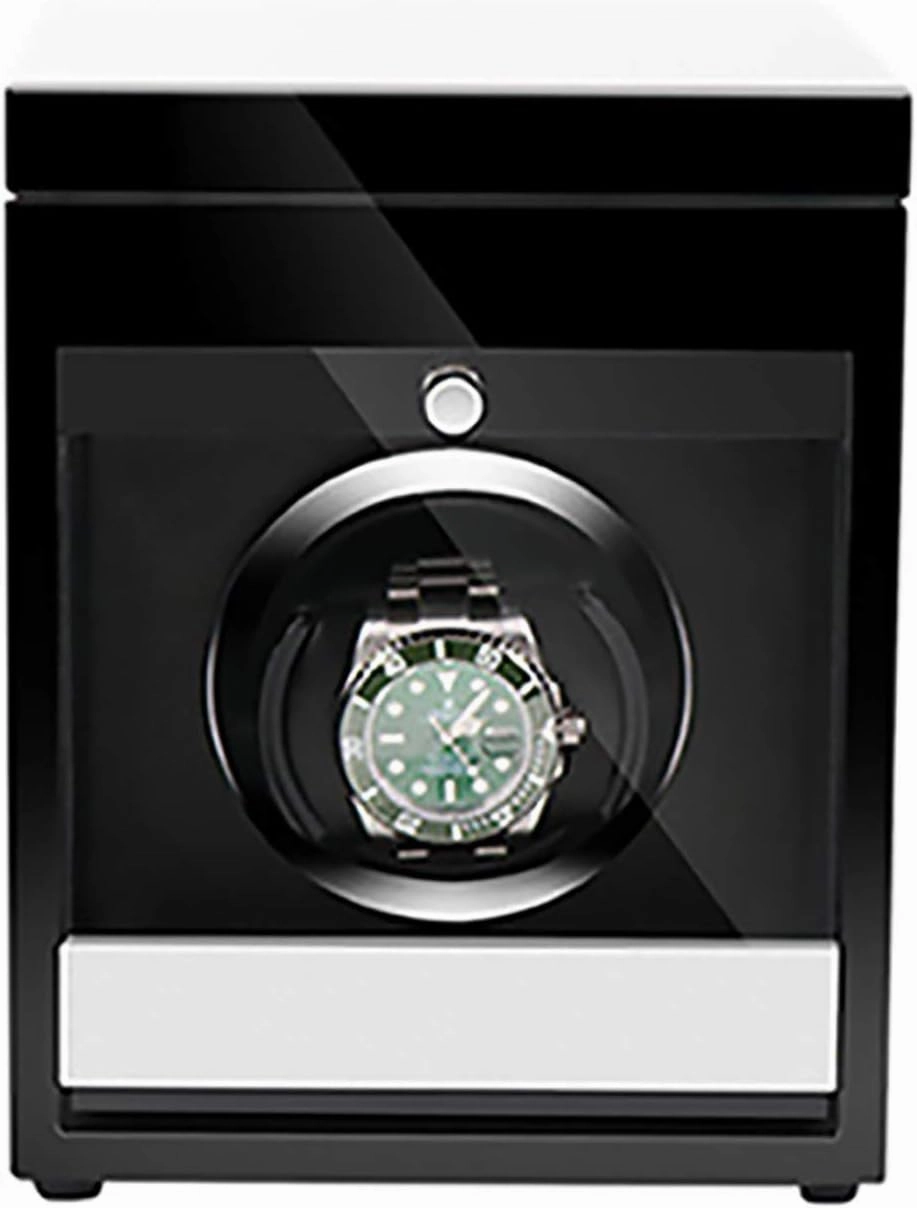Winding Box Watch Winders - Wooden Watch Storage Case Smart Watches Winder With Led Light Mechanical Watch Automatic Shaker With Access Control Watch Winding Box (Red Wood Grain Pa,Black Paint-1 (Bla